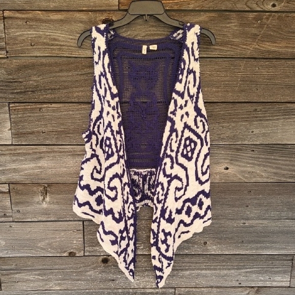 MOTH Anthropologie Purple & White Patterned Sleeveless Vest Size M/ L - Picture 1 of 9